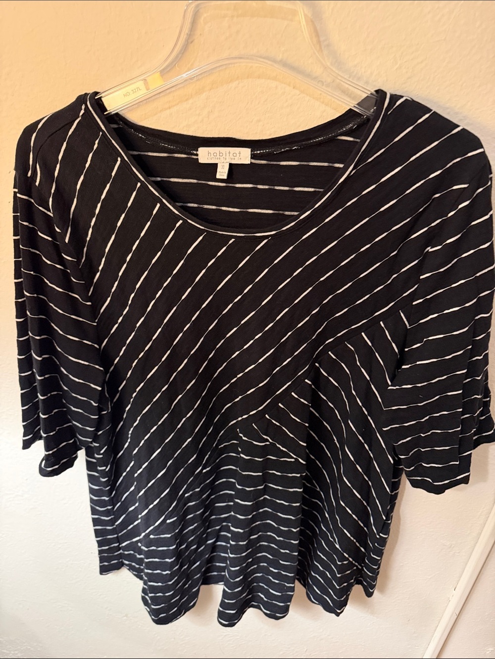 Habitat Black Tee with White Diagonal Stripes
